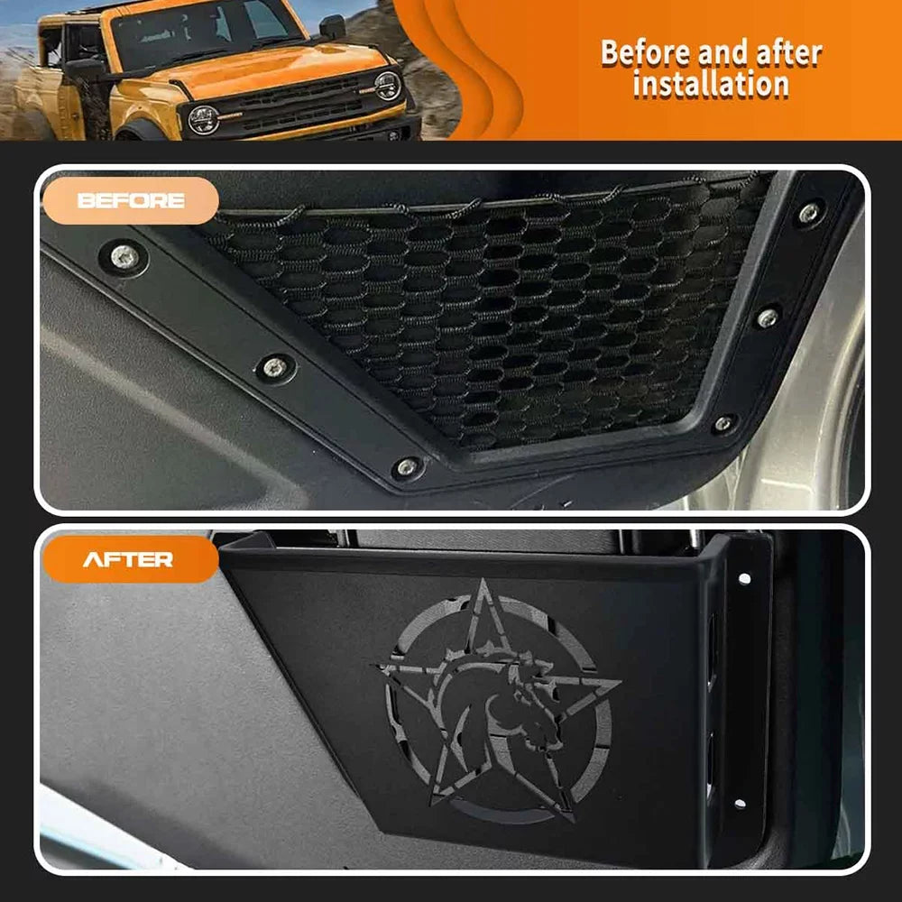 Bronco Panel Door 2/4 Organizer Scratch for Metal ALLTIMES Ford EDITION), Resistance,1 Box Dust Black Pocket Rear Proof 2021+(OFF-ROAD Water Proof Pair for Door