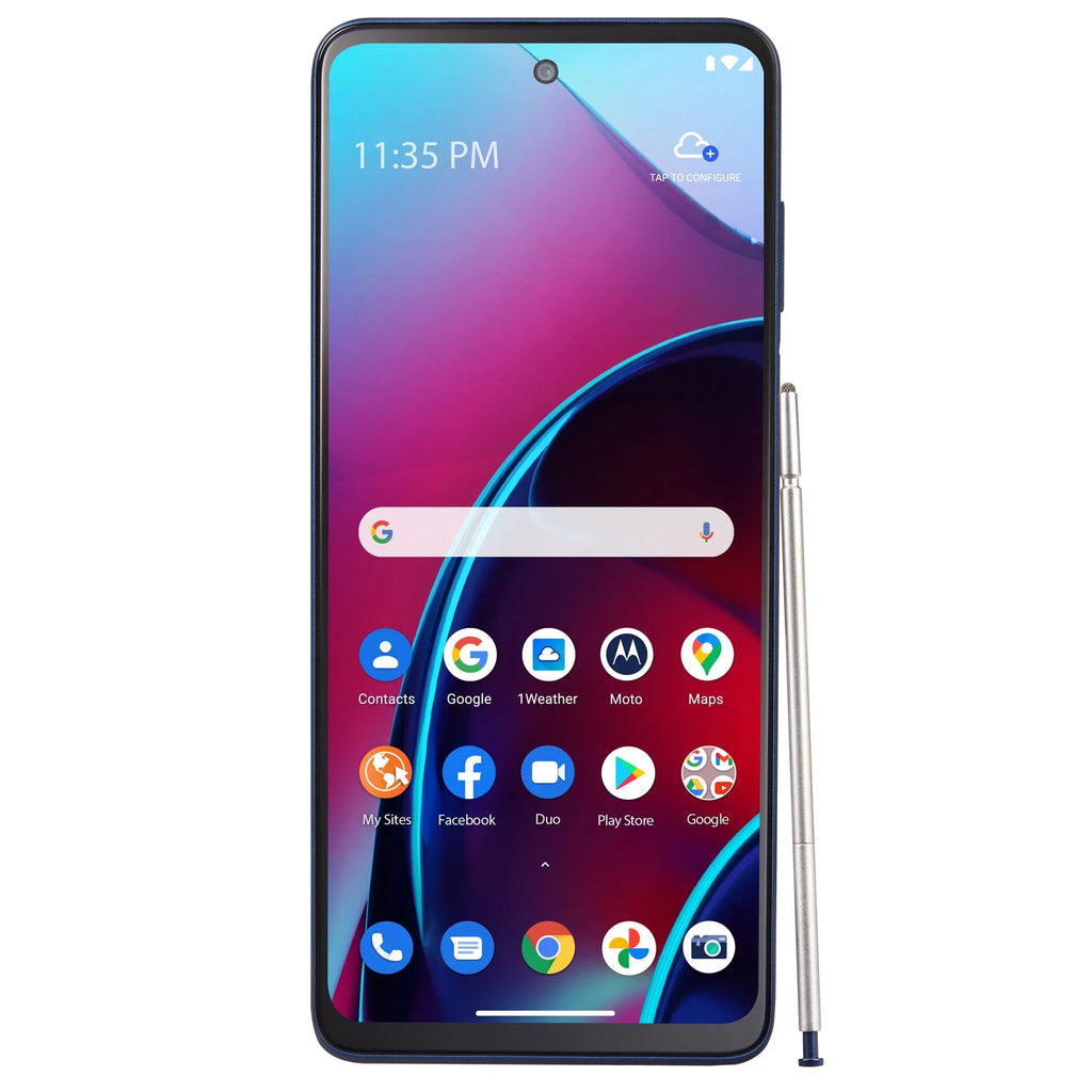 by Prepaid Stylus 128GB, G 4G to by Moto (2022), Total Motorola Verizon] Smartphone Verizon Blue- Total [Locked