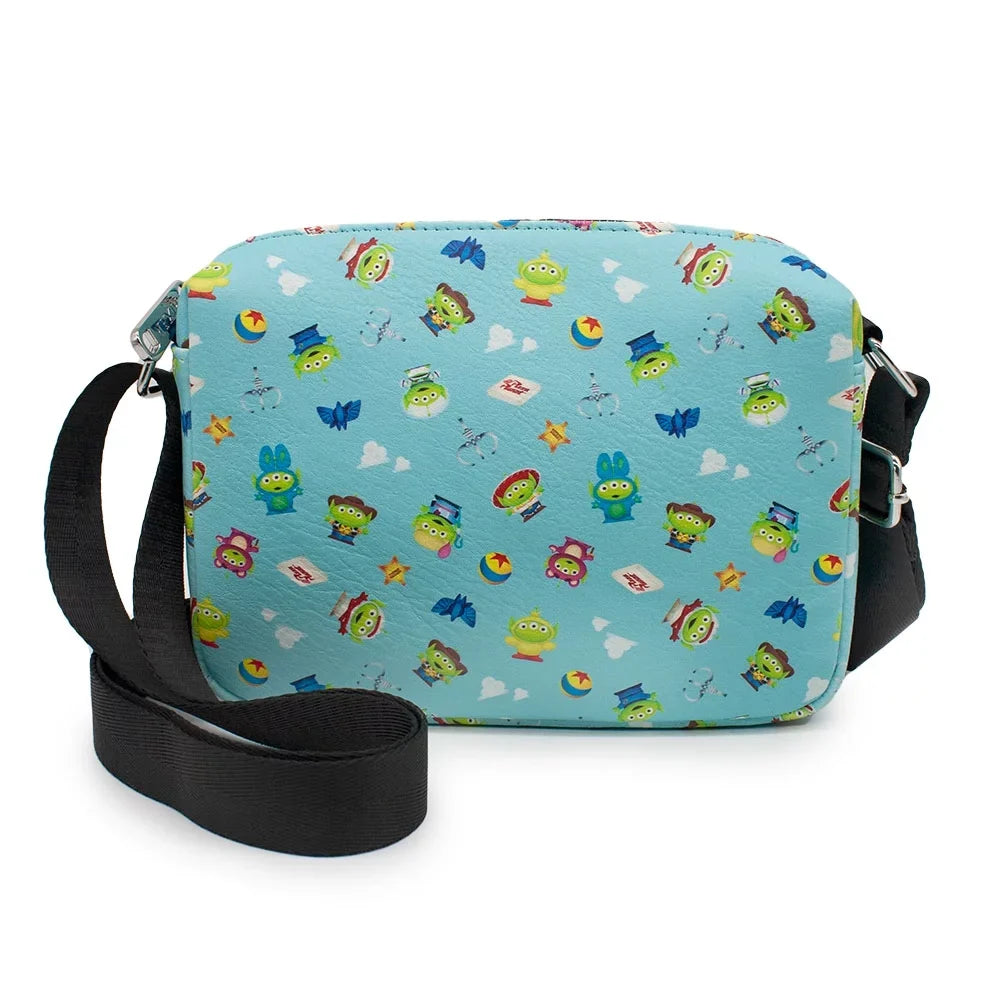 Pizza Toy Collage, Alien Cross Body, Vegan Planet Remix Pixar Story Bag, Disney Rectangle, Blue, Leather