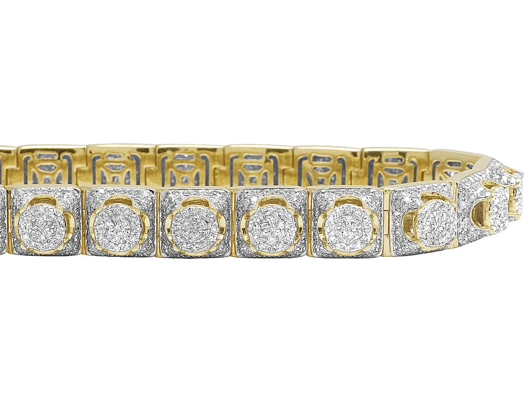 Cluster Gold Diamond 8MM Yellow 8.5" 6.6 Bracelet Men's 10K CT