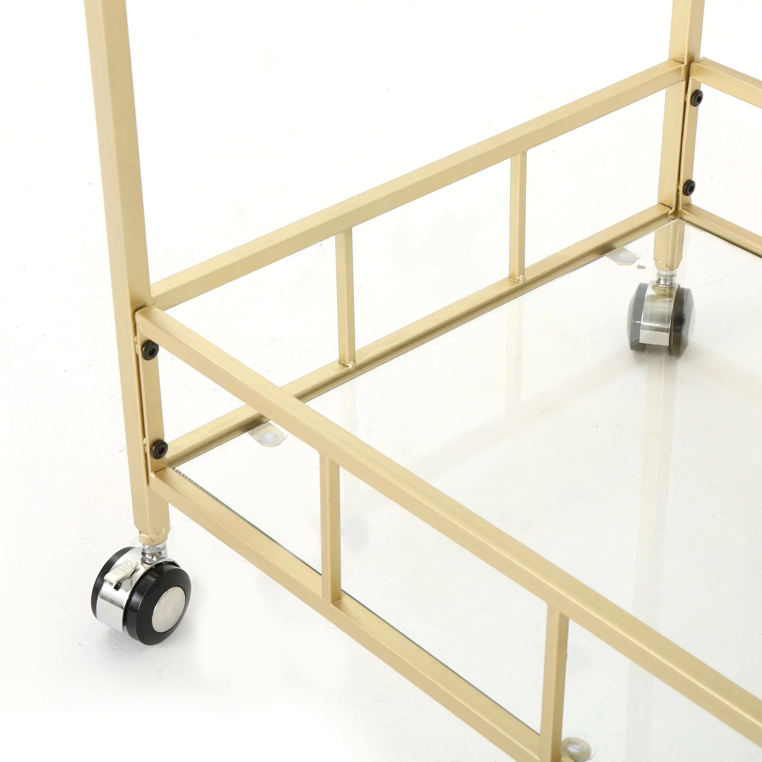Bar Iron Aletta Industrial Gold Glass and Cart,