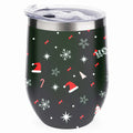 Eggshell Layer Cup Insulated Cup Tree Double Cups Wine Vacuum Tumbler Steel Hidove with Christmas Cups, with and Red Shape Insulation 12oz Lid, Green Color Big Stainless Cup 304 Belly U