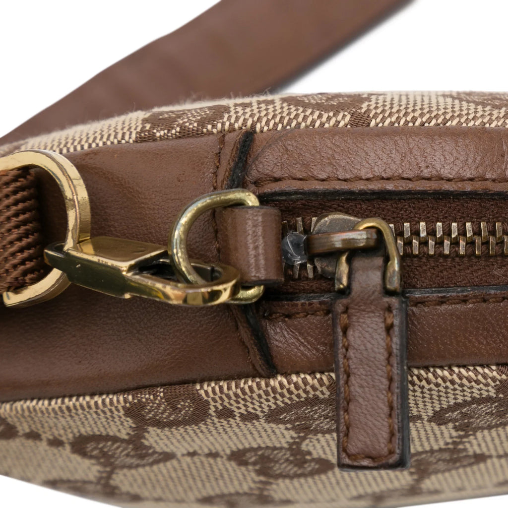 Crossbody Fabric Authenticated Bag Gucci Brown GG (Good) Round Pre-Owned Unisex Canvas Crossbody