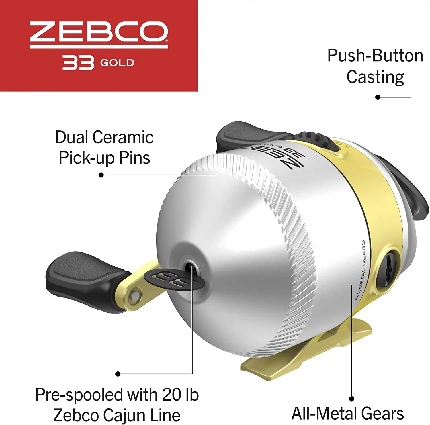 Frame Graphite 2.6:1 and Drag, Powerful Fishing Zebco Reel, Spincast Ratio with Smooth 2+1 and MAX Gear Bearings a Lightweight Silver/Gold Dial-Adjustable a and Gold Anti-Reverse, MicroFine 33 Instant