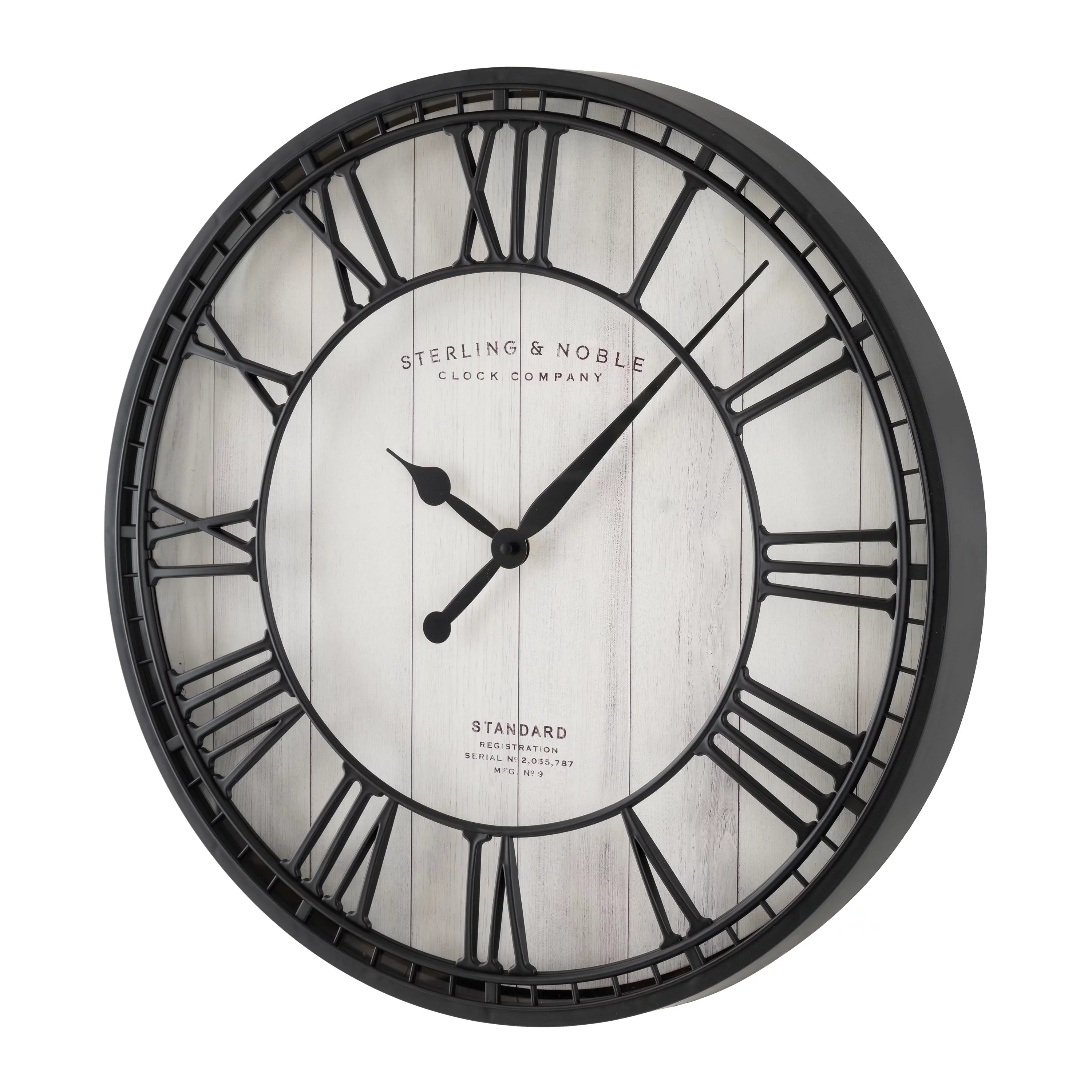 Roman Raised Wall Analog 20" Round Numerals Clock & Grill Better Black and White Homes Gardens