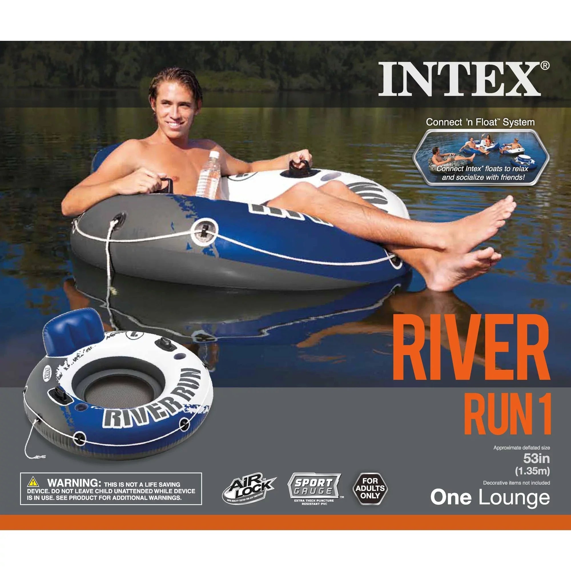 Raft Floating Inflatable (15 for Tube River Run Lake/Pool Pack) Intex 1-Person