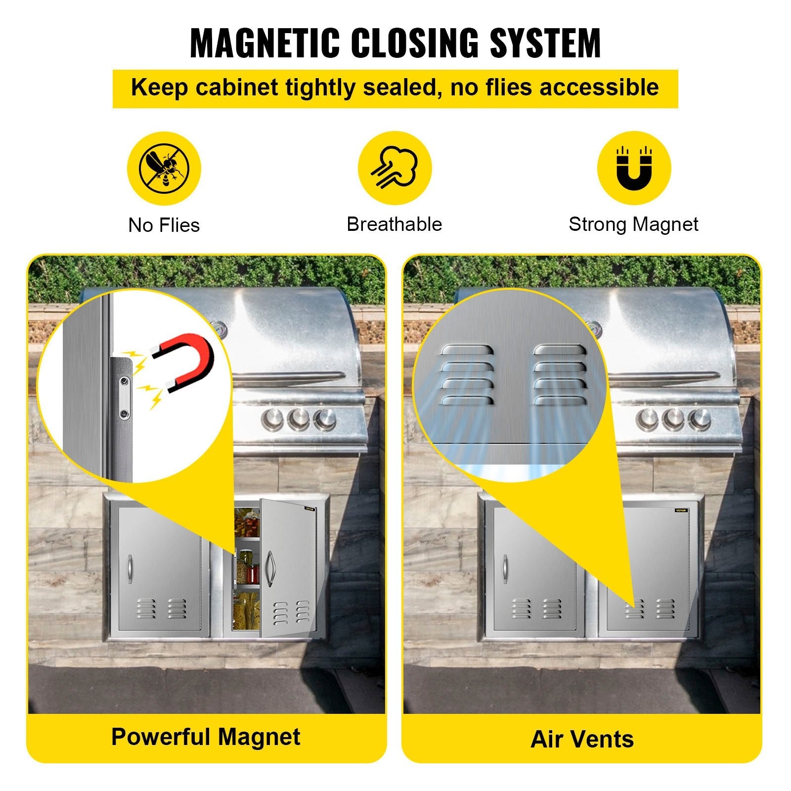 for Stainless Island Vertical Vents inch with Storage 17x24 Access Door Single Steel Door BBQ