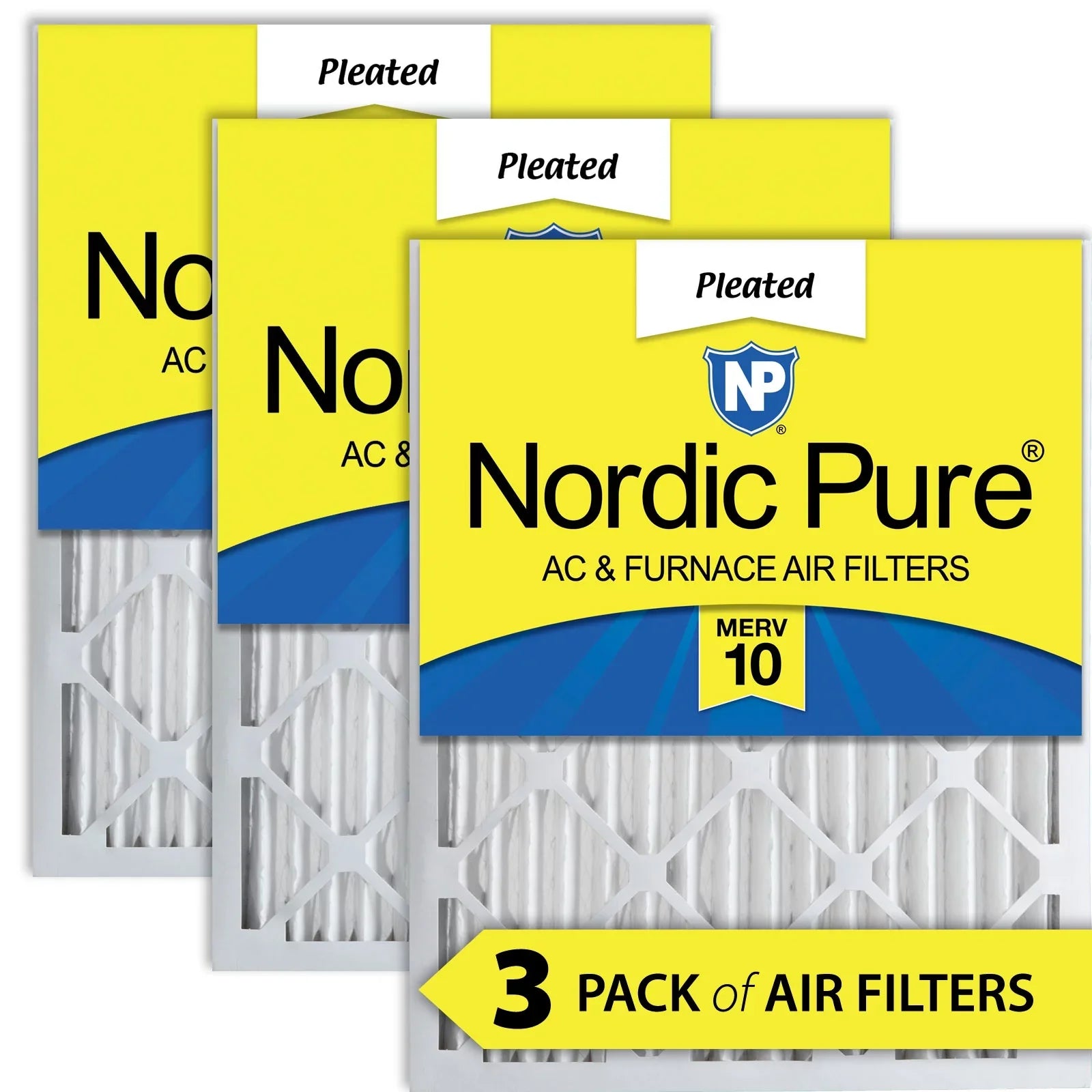 Pure Air Pleated 10 Pack 18x24x2 3 Filters MERV Nordic