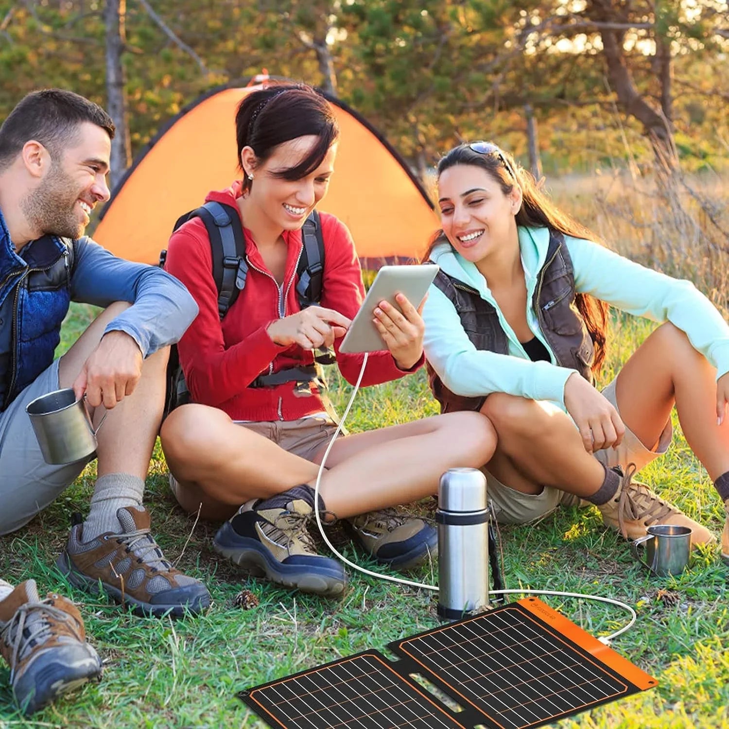 PD2.0 Charger Foldable ETFE Panel Phones IP67 USB Backpacking Emergency Small USB-C FlexSolar 5V Waterproof for Bank Tablets Lightweight Panel Power Hiking Power Solar 20W USB-A Camping Portable