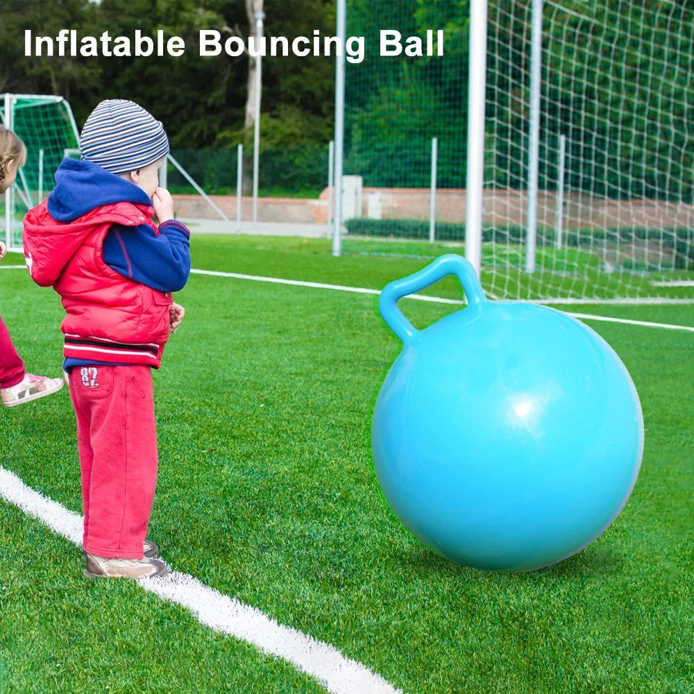 Ball Adults Children Toy with Kids Exercise Handle for Pure Ball Bouncing Inflatable Hop Jumping Color