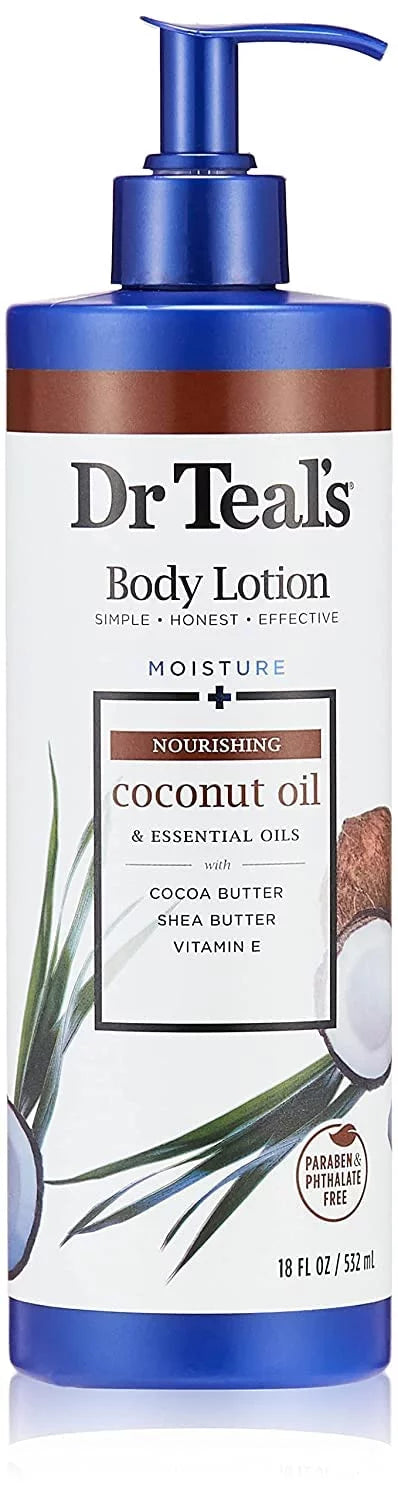 Teals Oil, Nourishing Plus 18 Oz, Dr Moisture Lotion, Body Coconut 3 Pack