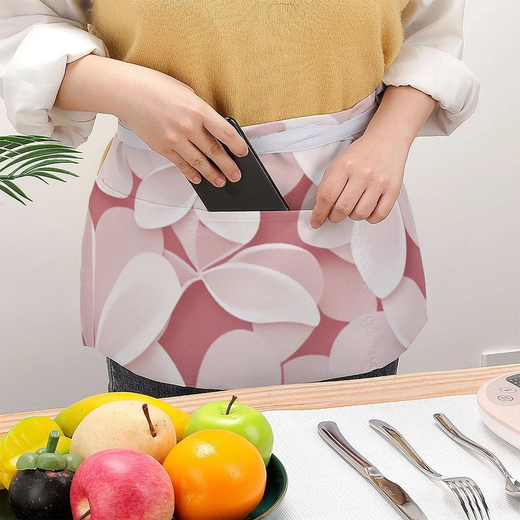 Material Apron Cooking Petal Durable Half Body Polyester Pink and Pocket Women's with Fashionable