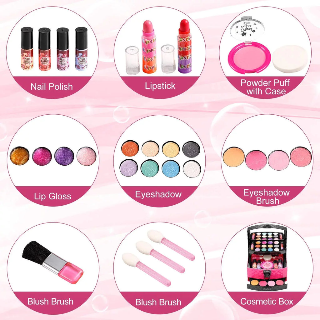 for Pretend Pink Makeup Birthday Vextronic Cosmetic Washable Set Kit Play Real Makeup for Kids, Kit Kids Makeup Girls Kids Non-Toxic, Toy Girl, Set for Toy Beauty