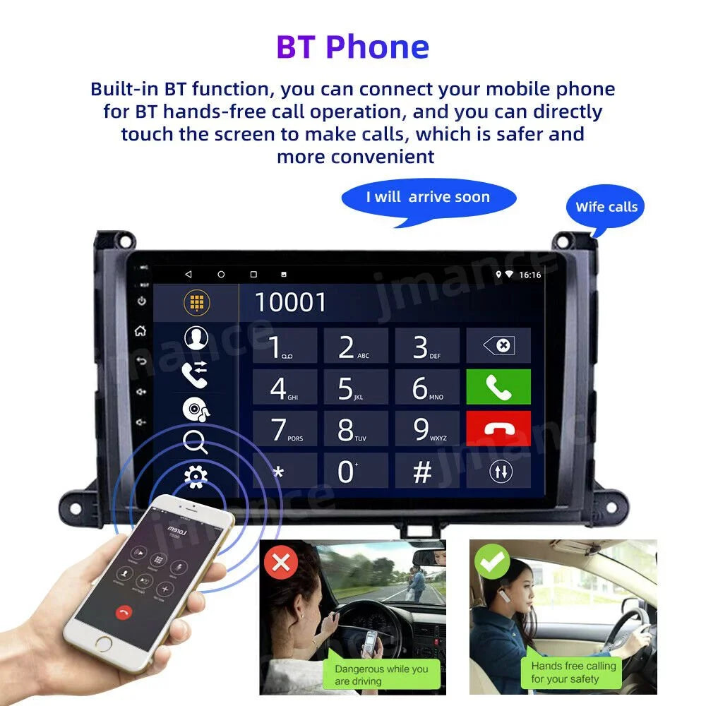 Andriod Wireless Apple for JMANCE Toyota Support 2011-2014 Stereo CarPlay Android Backup 10 with Camera Auto Car Sienna