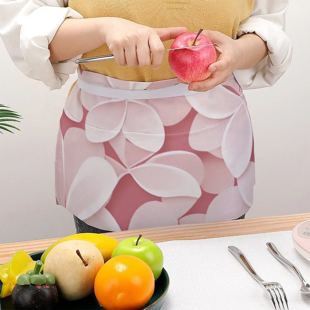 Material Apron Cooking Petal Durable Half Body Polyester Pink and Pocket Women's with Fashionable