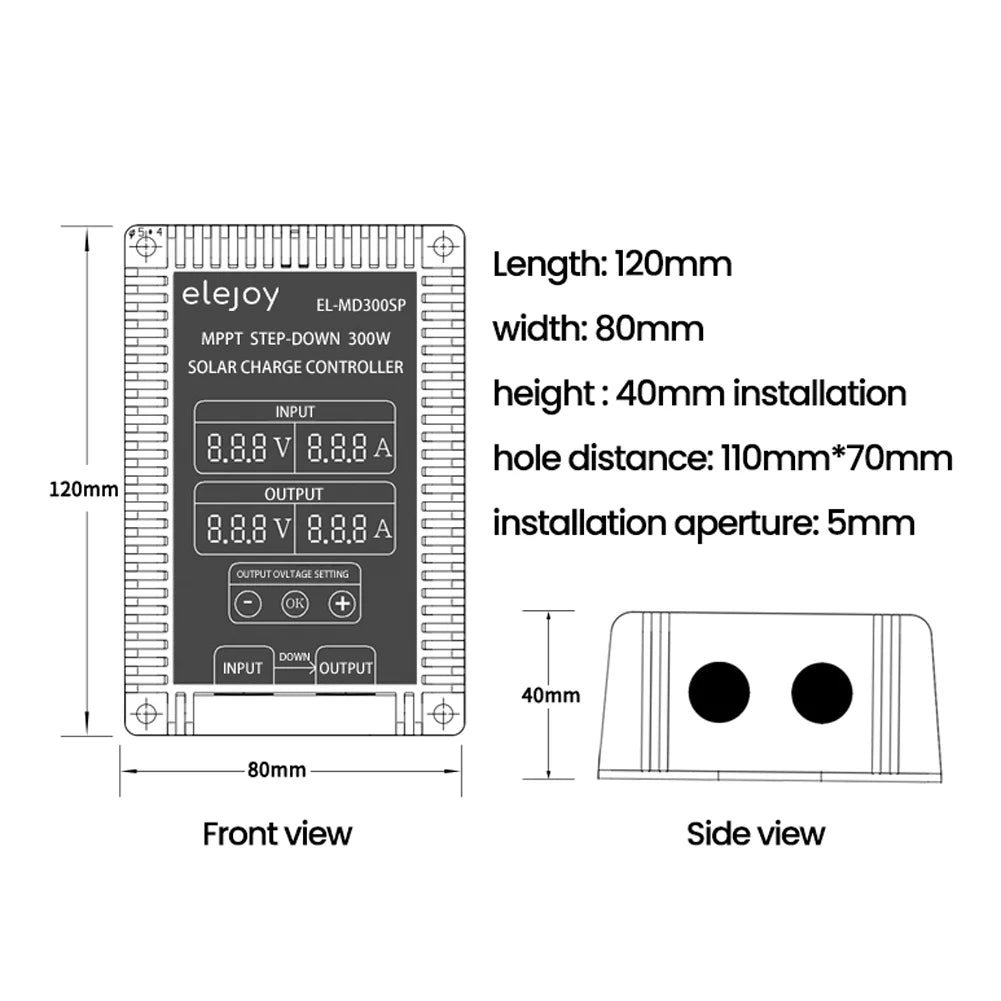 Controller Voltage Display 200W/300W/400W (Optional) MPPT Solar Step-down Dustproof Output Waterproof 10~30V Real-time Recharging LED Adjustable Tracking Battery CACAGOO