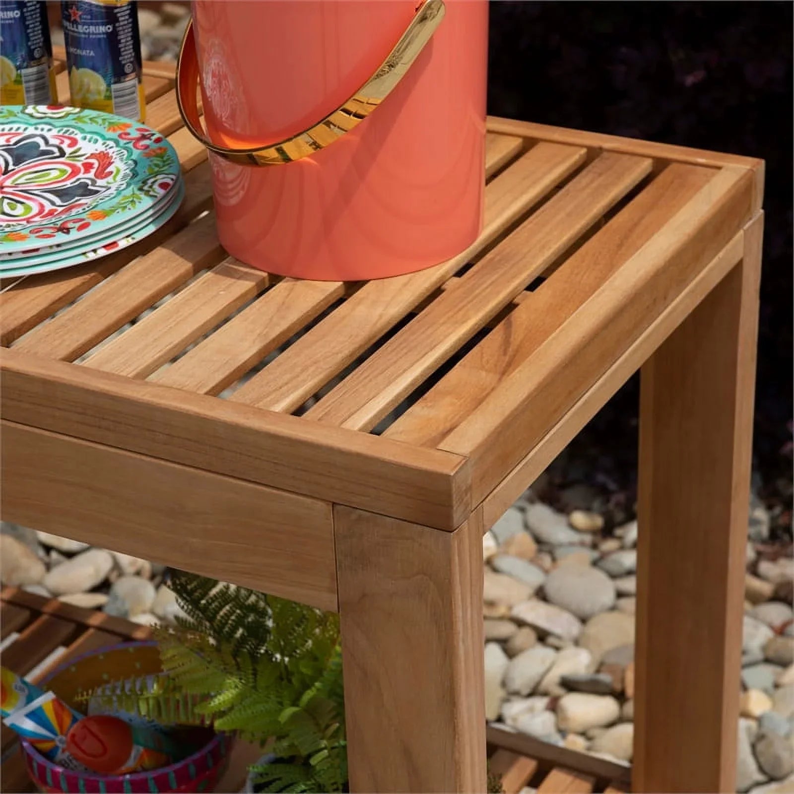 Kitchen Top Slatted Afuera Outdoor in Island Natural Living & Rolling Shelf Wood