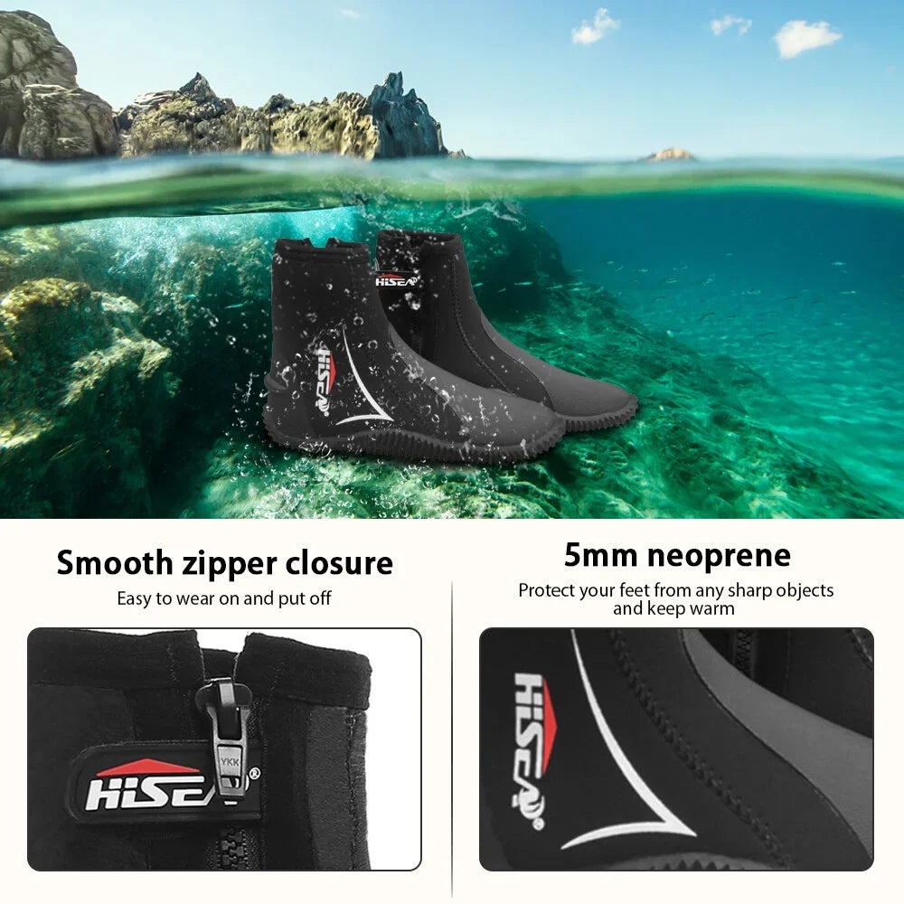 Side Men Neoprene and Diving Boots Boots Women Wetsuit 5mm Zipper with Dive Snorkeling Scuba for