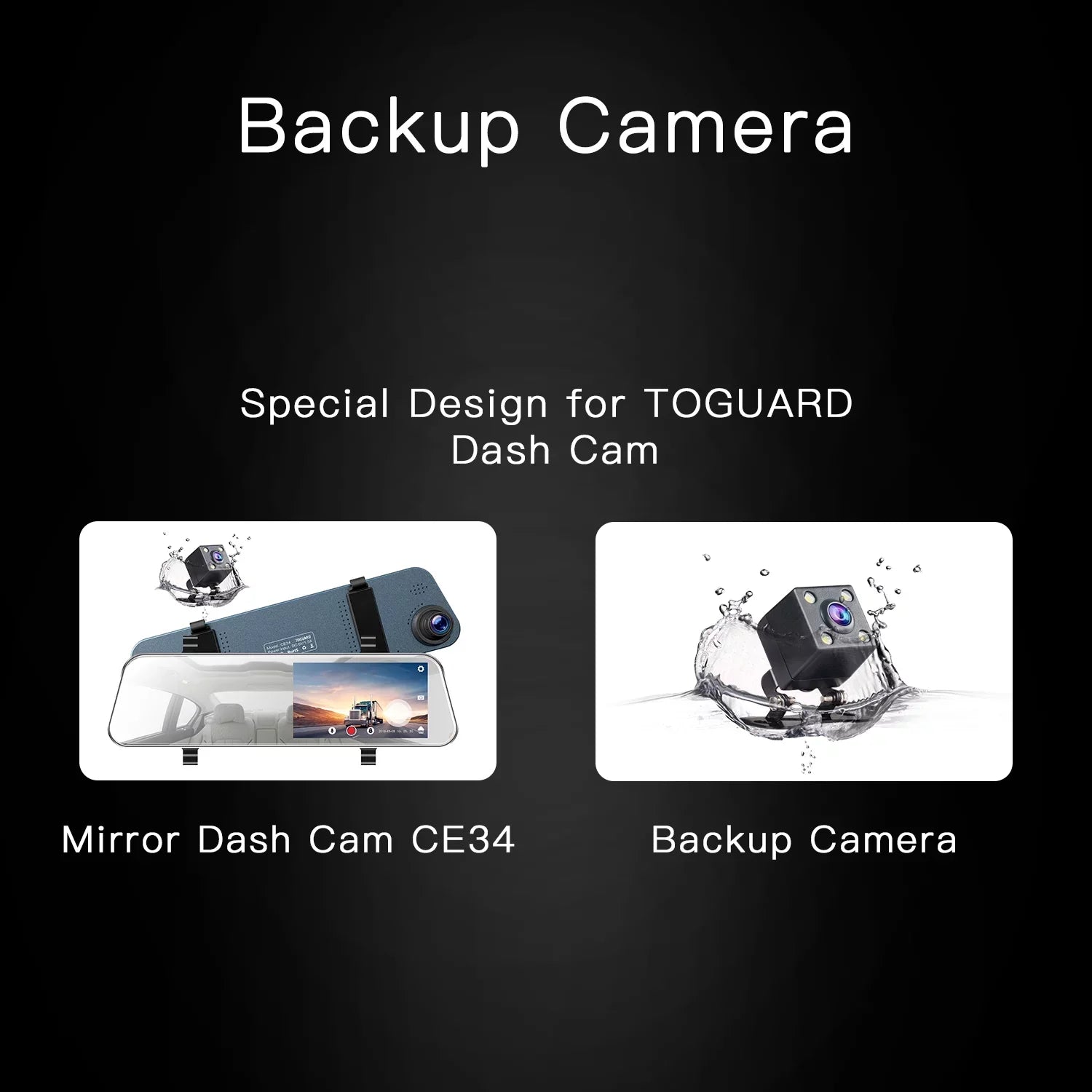 Full Lens with Front TOGUARD Backup Rear Camera HD Dual Rear 5" Camera Dash Waterproof Cam 1080P and