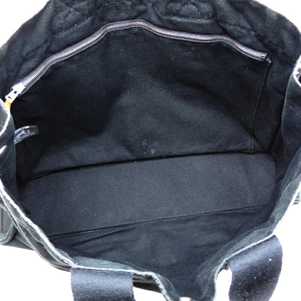 Deauville Cotton Ladies Bag Pre-Owned MM Canvas Black (Fair) Tote Hermes