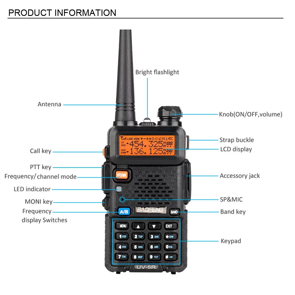 RF two UBesGoo Band UV-5R Radio Walkie Radio mAh 1800 Baofeng FM Way Dual Talkie 5W Ham