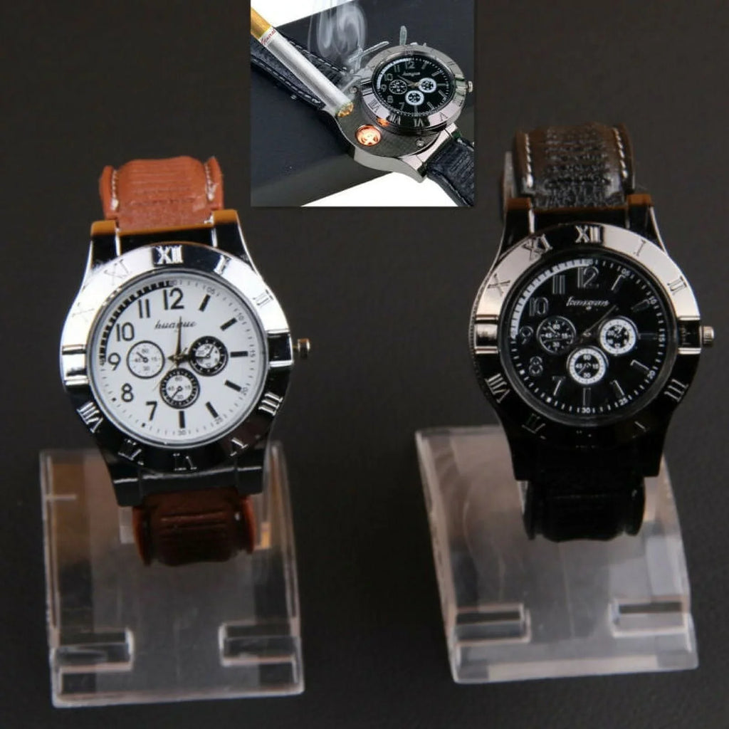 Flameless Strap Watch USB Watch USB Lighter Windproof Outdoor Men's Gift Rubber Rechargeable
