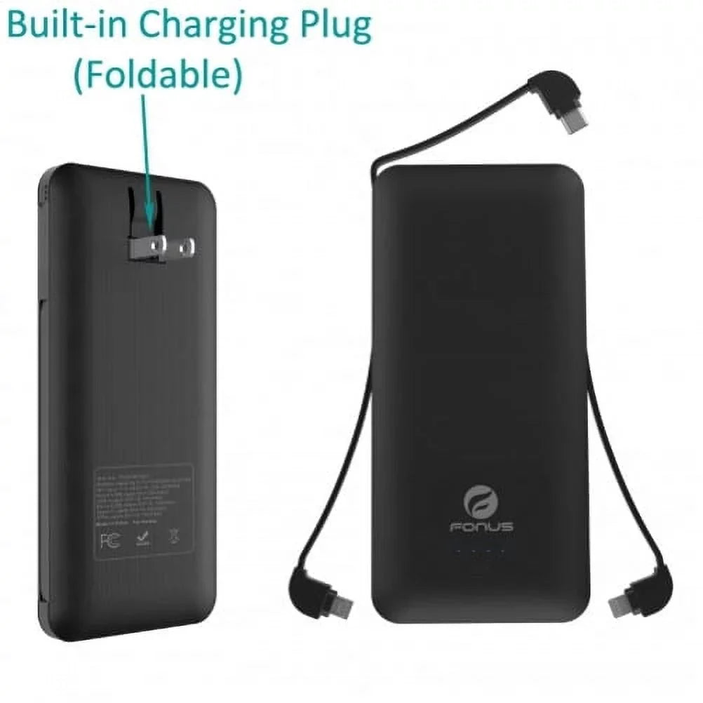 A10e A9 Plug Built-in Port A50 Alpha Battery Adapters Samsung Xperia XP3 Sonim Bank 10000mAh Power for - AC XP8 Charger Fold Sony 1 A6 Backup A20 Halo Portable - Galaxy A1A USB