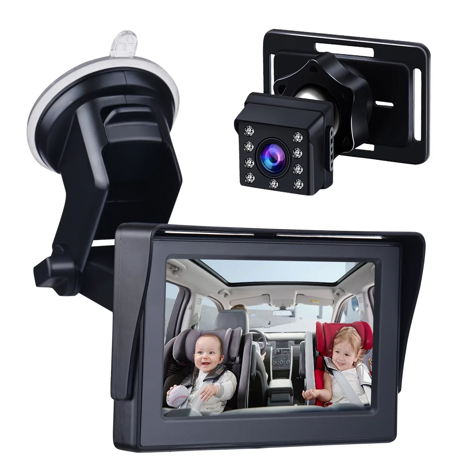Safety Car Adjustable Crystal Seat Night 5M Cable View 1080P Mirror Baby Mirror Car Clear Long Angle Monitored Camera Car 4.3 Length Inch Mirrors Baby Wide Cameras with Vision