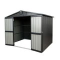 Metal Outdoor Backyard, with for Storage Patio, Storage Trash Outdoor Galvanized Capri Lockable 8.2'x Shed, 6.2' Lawn, for Bike, Shed Steel Door Can, Garden Black Cabinet