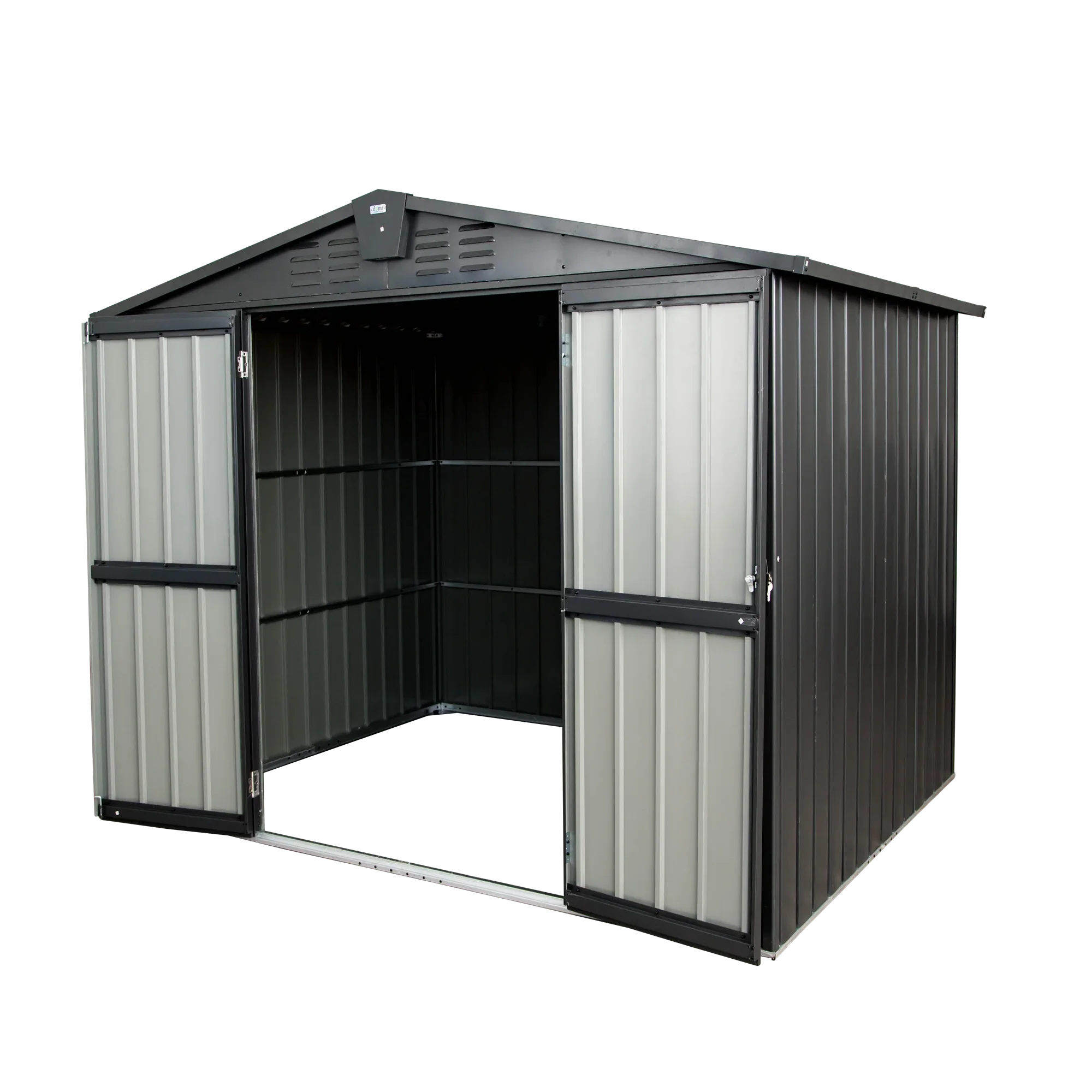 Metal Outdoor Backyard, with for Storage Patio, Storage Trash Outdoor Galvanized Capri Lockable 8.2'x Shed, 6.2' Lawn, for Bike, Shed Steel Door Can, Garden Black Cabinet