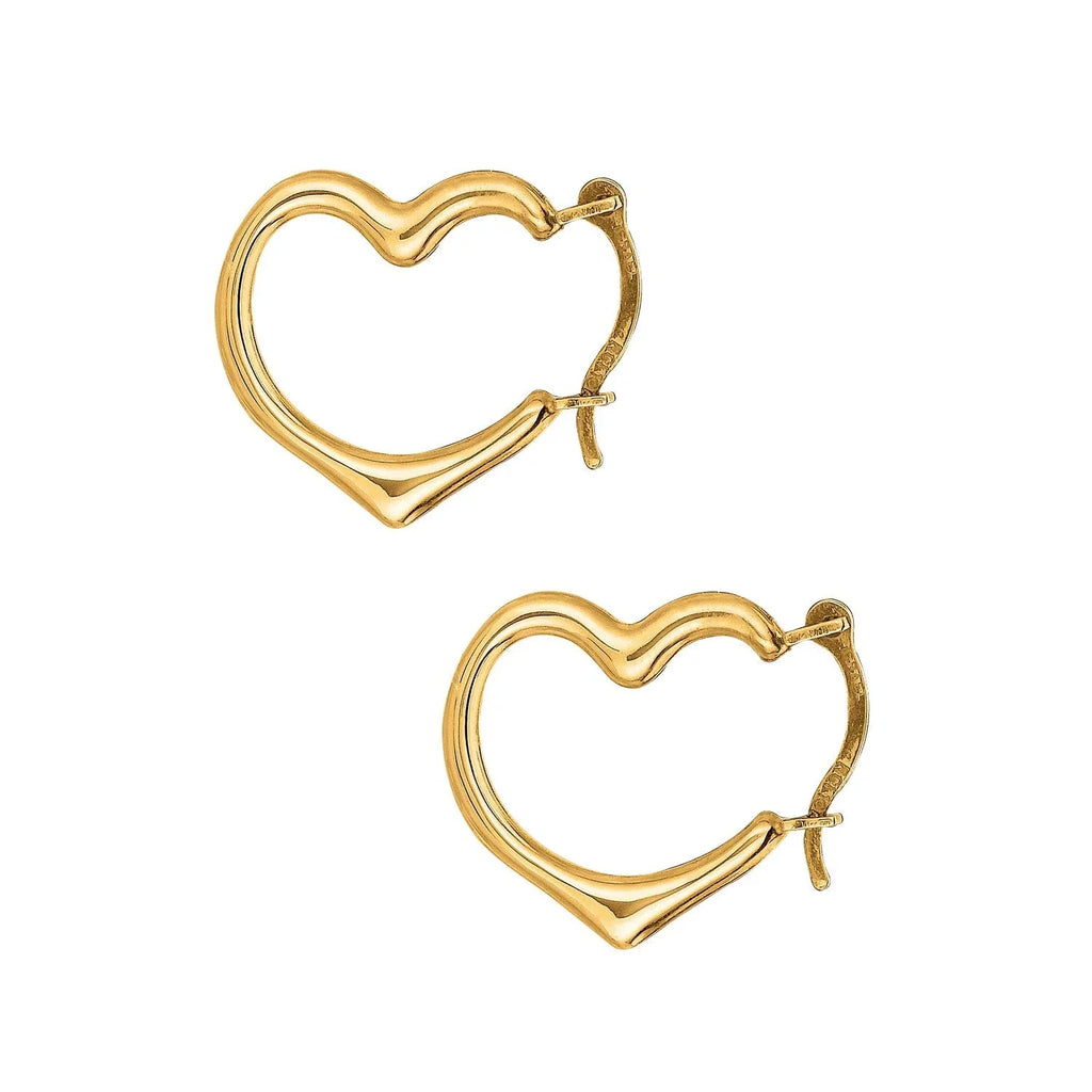 Yellow Earrings Heart Hoop 10K Gold Real