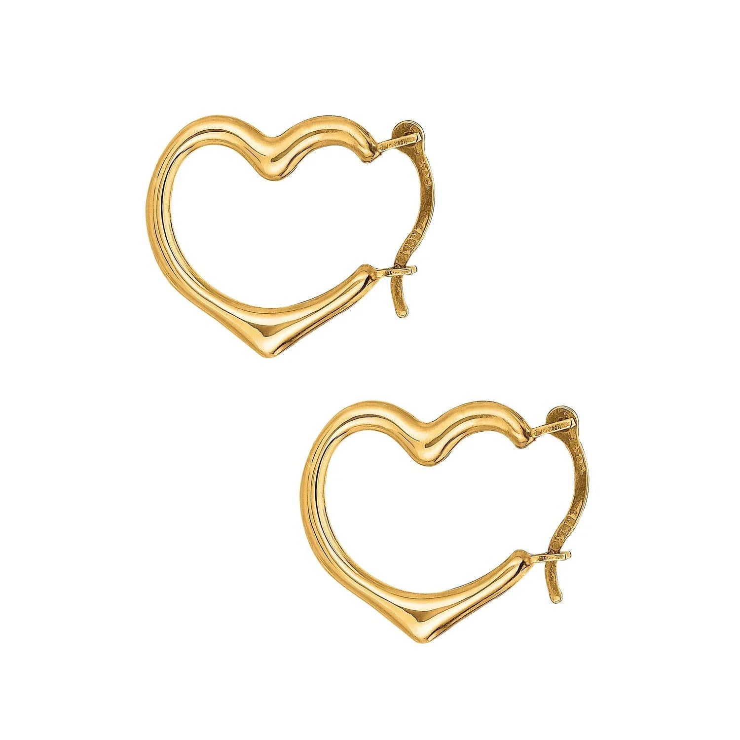 Yellow Earrings Heart Hoop 10K Gold Real