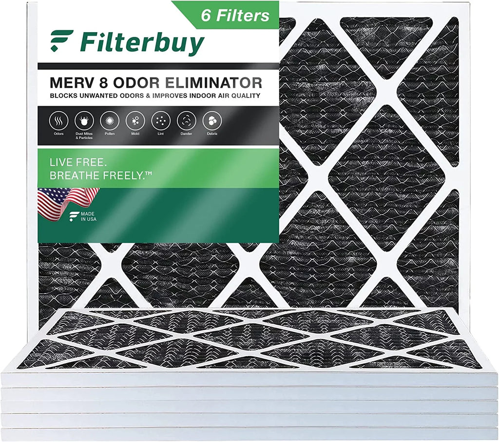 Filters Pleated Filterbuy Furnace Eliminator Carbon Air with AC MERV HVAC Odor 16x20x1 8 (6-Pack) Activated
