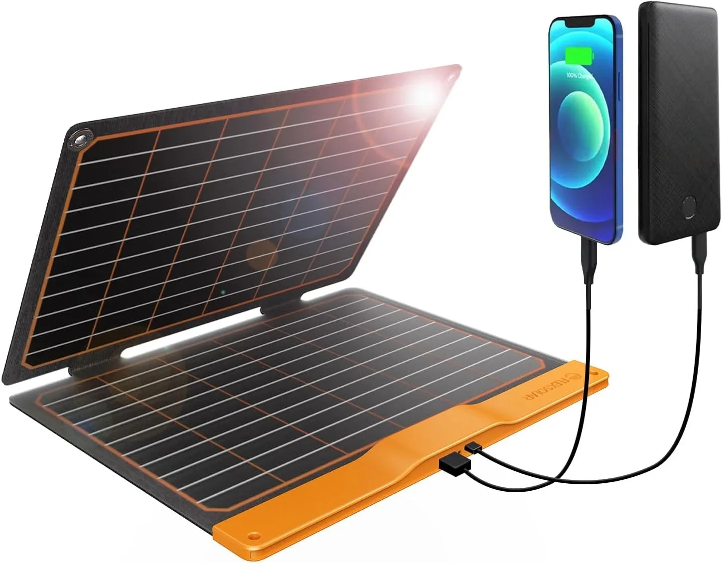 PD2.0 Charger Foldable ETFE Panel Phones IP67 USB Backpacking Emergency Small USB-C FlexSolar 5V Waterproof for Bank Tablets Lightweight Panel Power Hiking Power Solar 20W USB-A Camping Portable