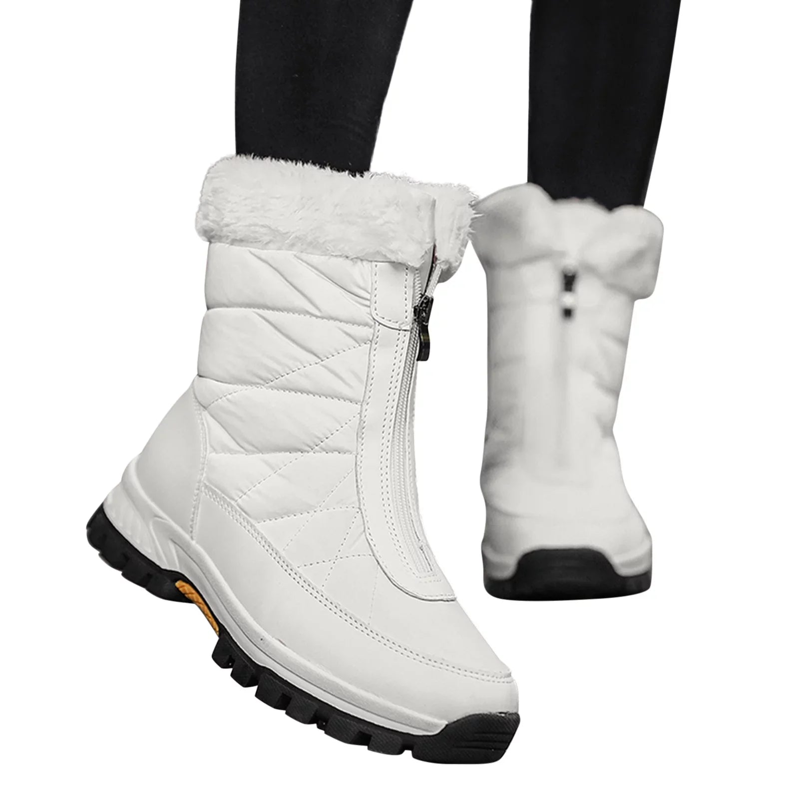 Women Proof Mid Flat Winter Warm Shoes Keep Snow Boots Comfortable Fashion Zipper Boots Water