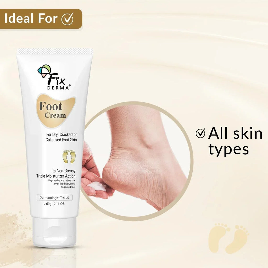 Feet, Moisturizes ML & 3% Dry Glycerine, and Free, Acid, Repair Types Cracked Foot All Lactic Paraben Sulphate Skin & Cream Fixderma 60 Urea, For Soothes 15% Heel 5% Feet,
