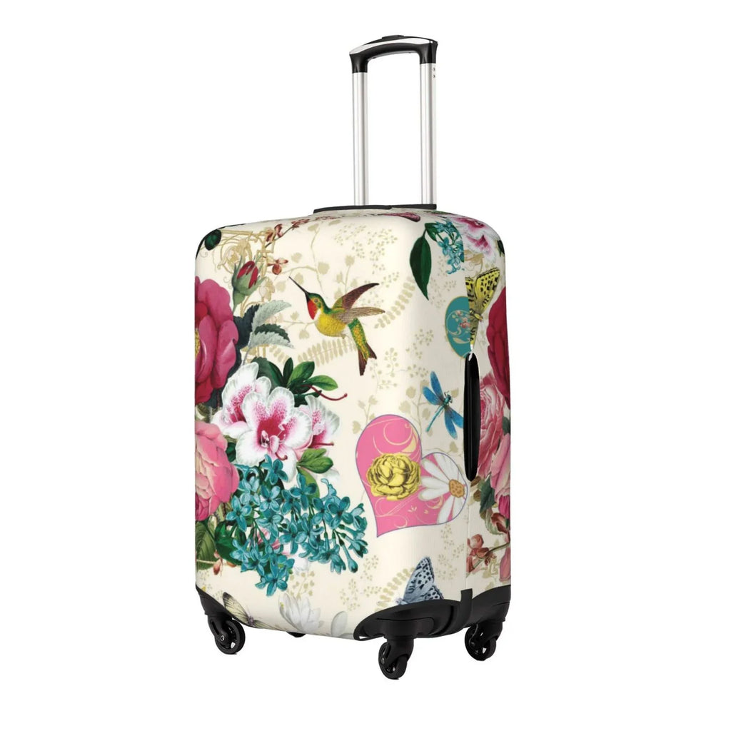 Cover Suitcase Easygdp Bird with Protective Elastic Print Butterfly Hidden 18-32 and Zipper -Medium inch Washable Rose Fits Luggage