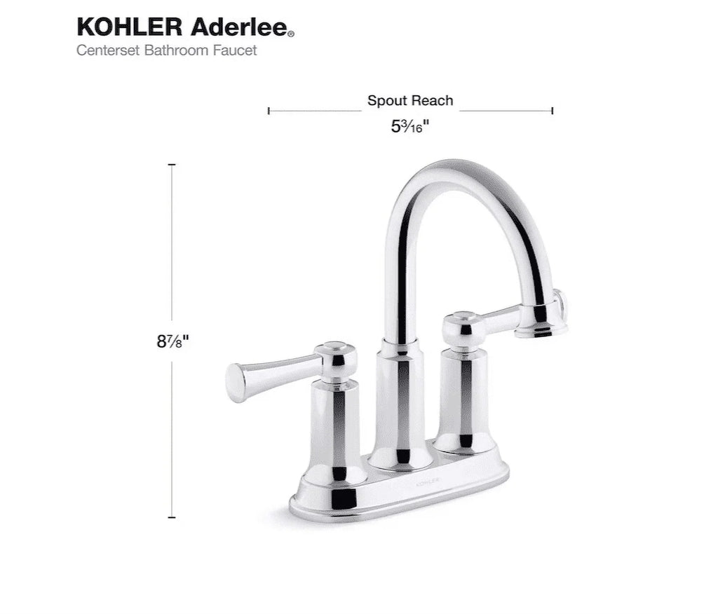 Center-Set Sink Aderlee 1.2GPM Kohler Polished Chrome Faucet, Bathroom