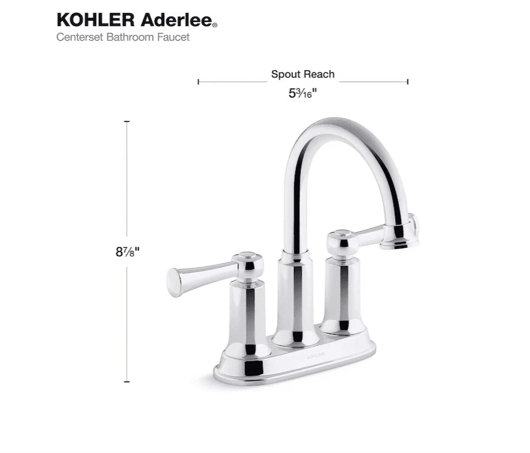 Center-Set Sink Aderlee 1.2GPM Kohler Polished Chrome Faucet, Bathroom