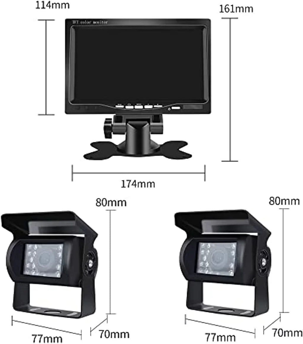 Camera 7 View Monitor Night for Trailers inch 2 Vision RV Truck System Camera Rear Bileeko with Bus Rearview