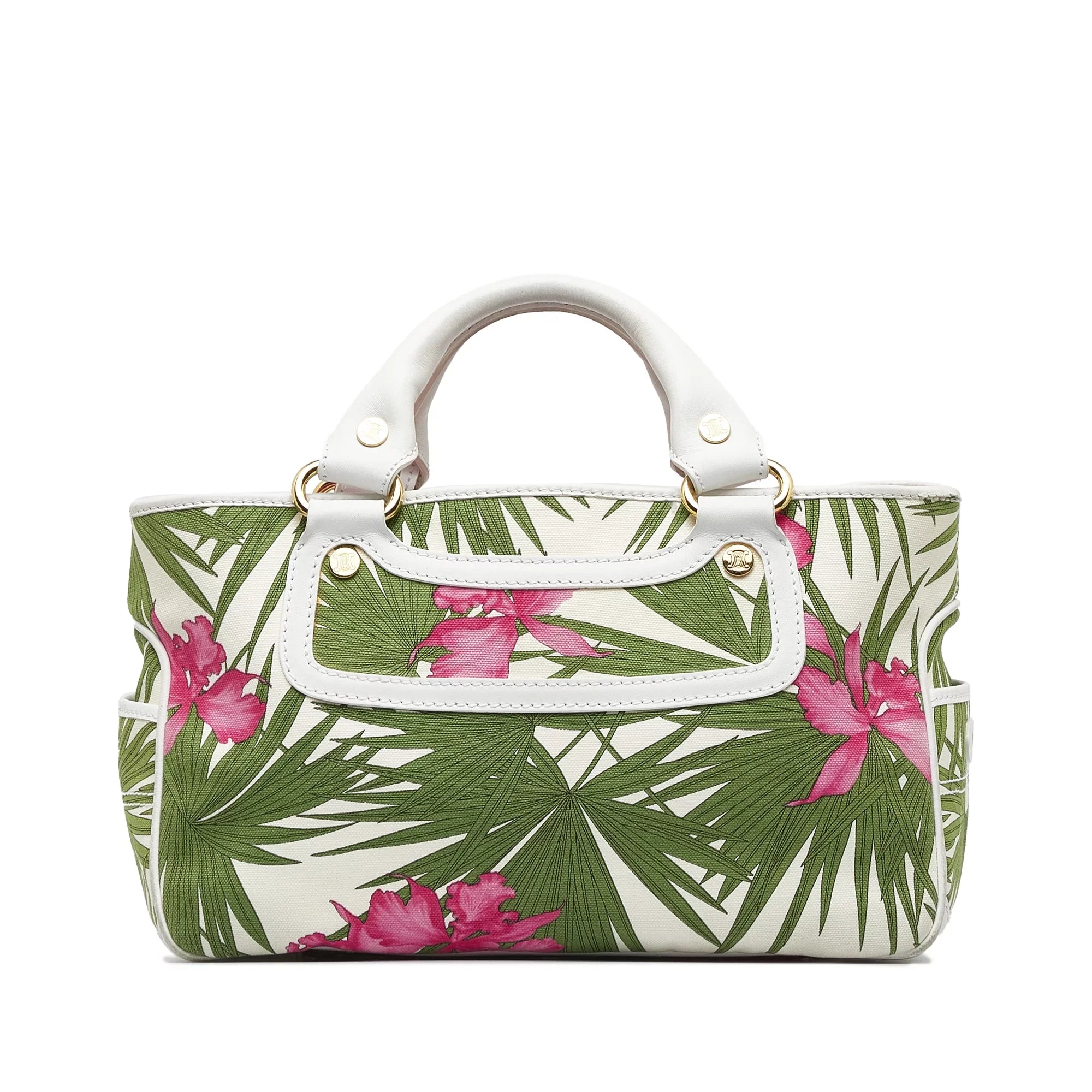 Canvas Green Fabric Top Pre-Owned Authenticated Celine Handbag Unisex Boogie HandleBag (Good)
