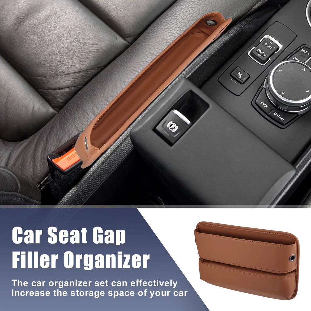 Organizer Pocket Gap Filler Box Seat Car Side Seat Car Console Brown Storage Multi-function 2pcs