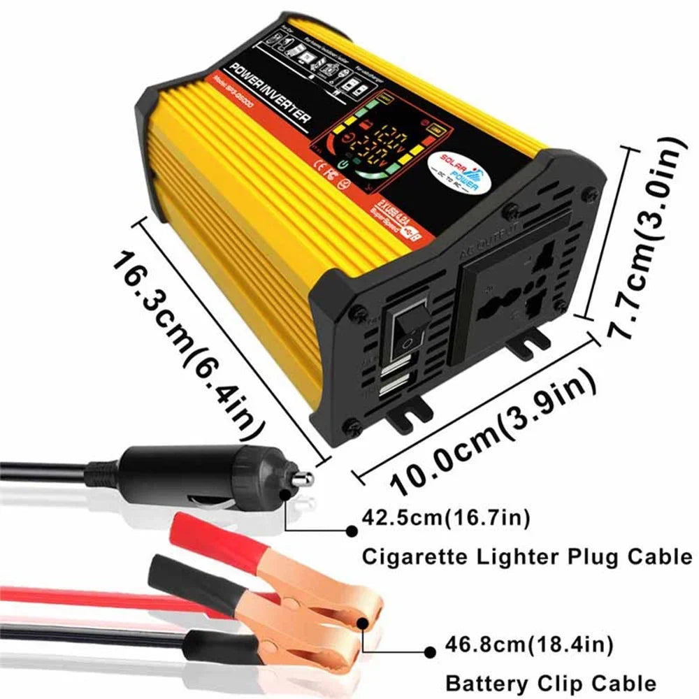 Converter Intelligent Sine Display Car Power USB 6000W Fast 500W Wave Adapter Auto Ports Charger ALLTIMES DC12V-AC220V Inverter Charging Digital Modified 2 Reted