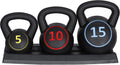 Fitness Base Exercise Home 15 Home lbs lbs, with Weight 5 Set Strength Include Gym, for Rack Set, Training, 10 Kettlebell 3- lbs, Workouts,
