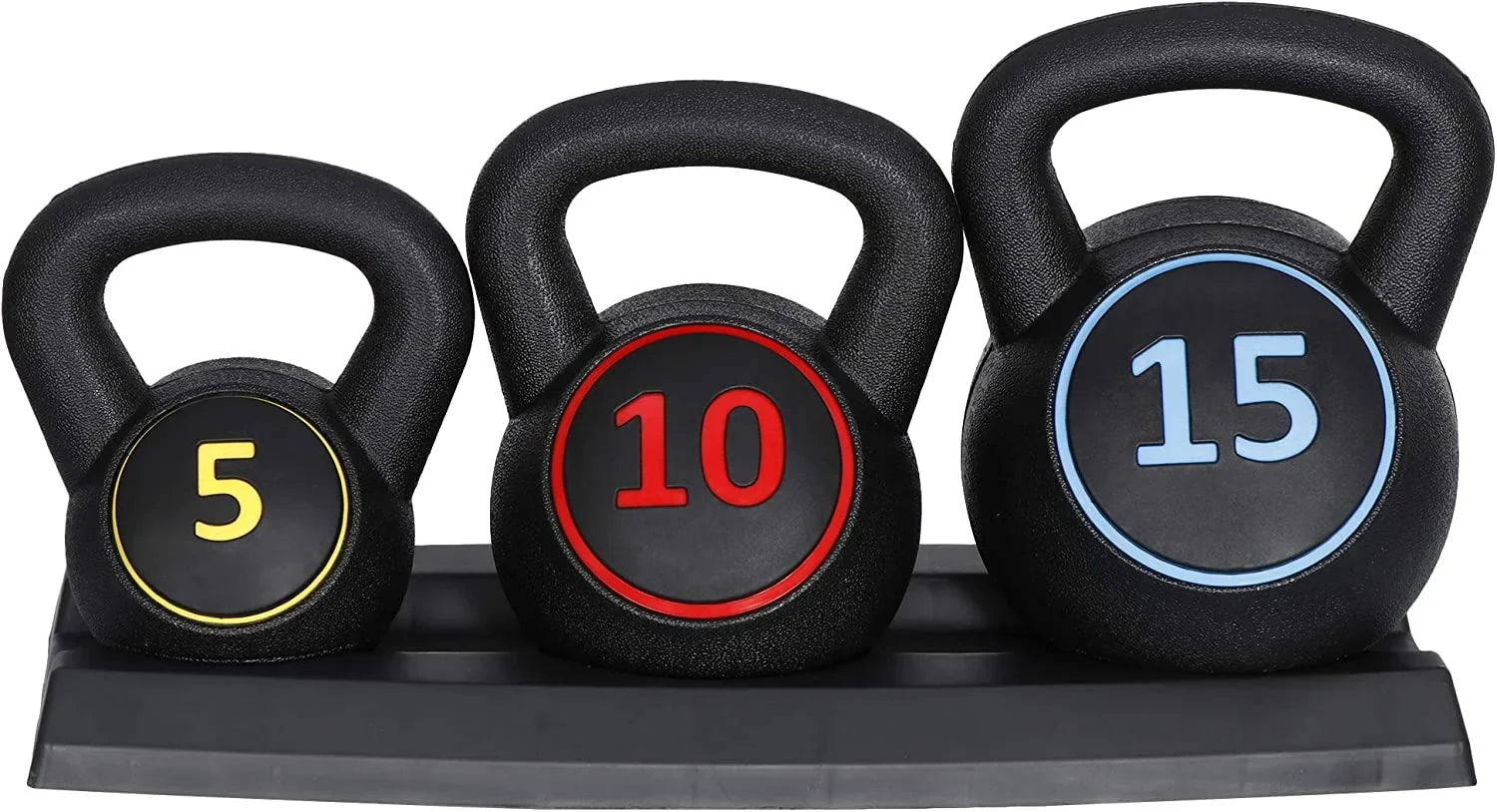 Fitness Base Exercise Home 15 Home lbs lbs, with Weight 5 Set Strength Include Gym, for Rack Set, Training, 10 Kettlebell 3- lbs, Workouts,