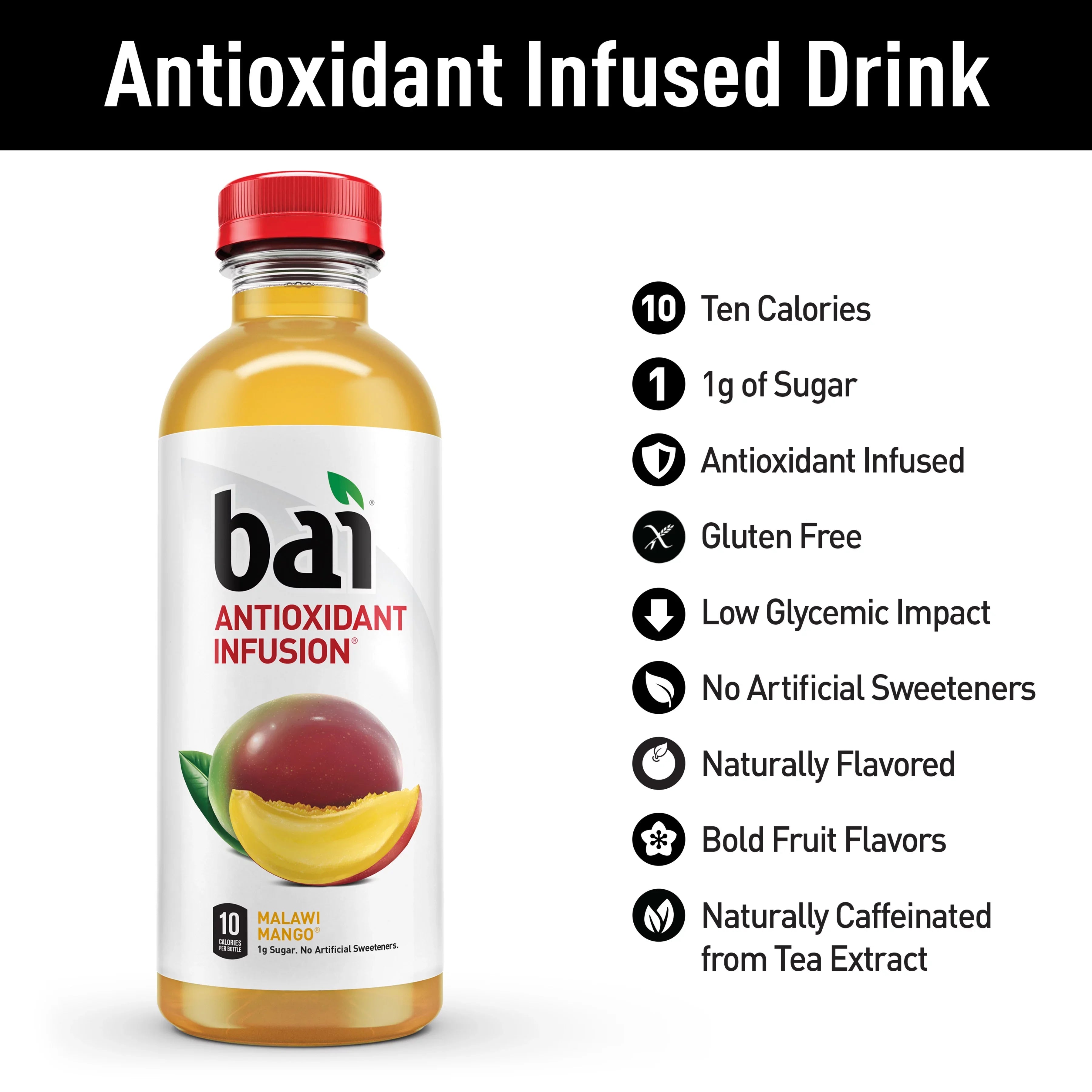 Drink, Mango, Infused Malawi Oz, Bai 12 18 Gluten-Free, Pack Antioxidant Fl Bottles
