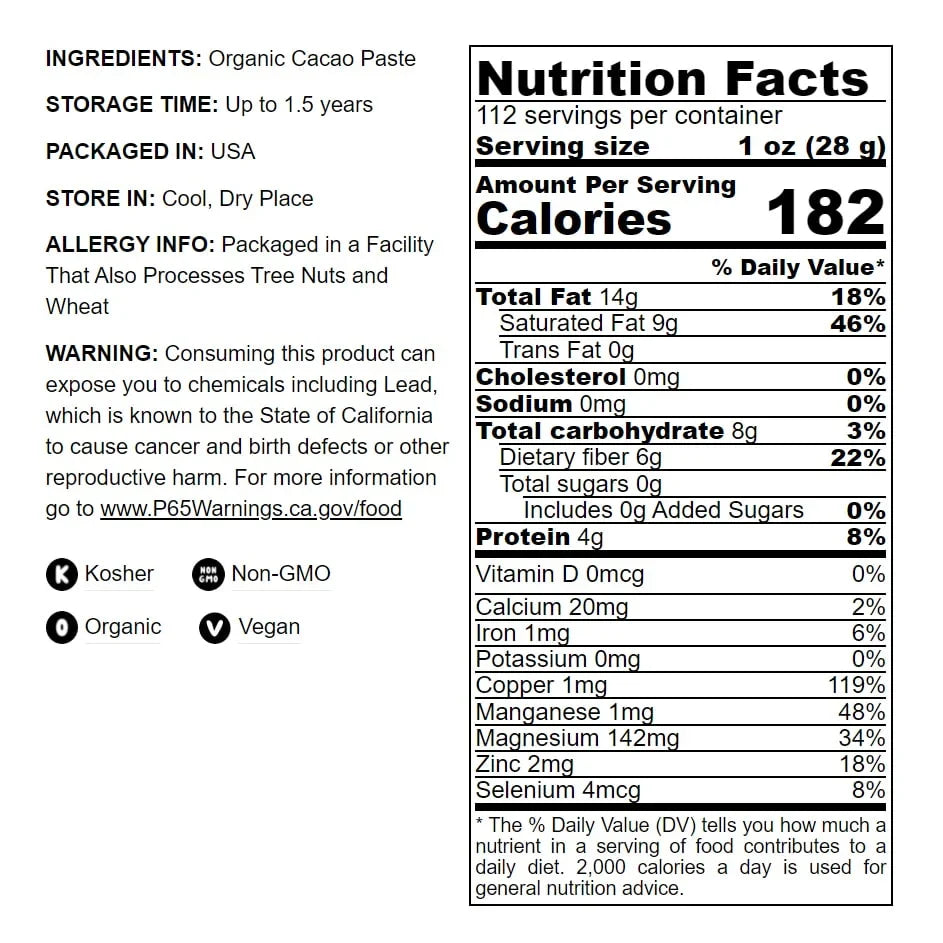 to 14 Cacao — Food by Organic Live Paste, Non-GMO, Kosher, Pounds Raw, — Vegan