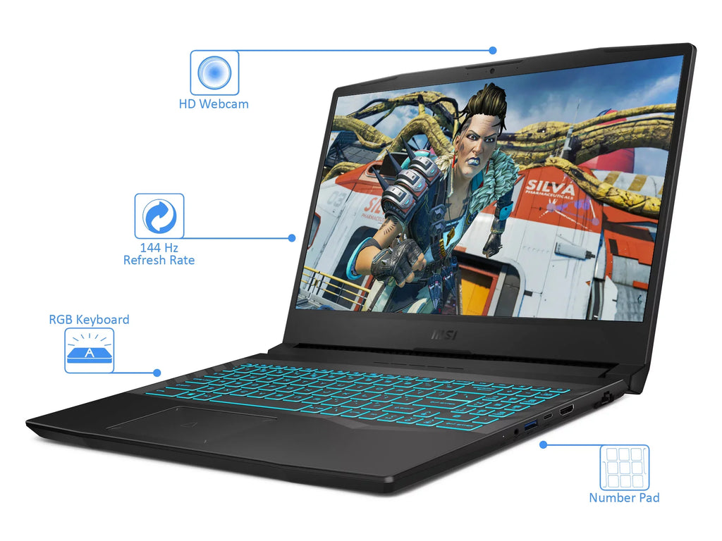 Crosshair RAM, Bluetooth, MSI RTX 10 3050, NVMe Gaming NVIDIA Windows i7-11800H 15.6" Display, SSD, 4.6GHz, HDMI, FHD 144Hz 32GB GeForce Upto Home Core 2TB Wi-Fi, Laptop, Intel