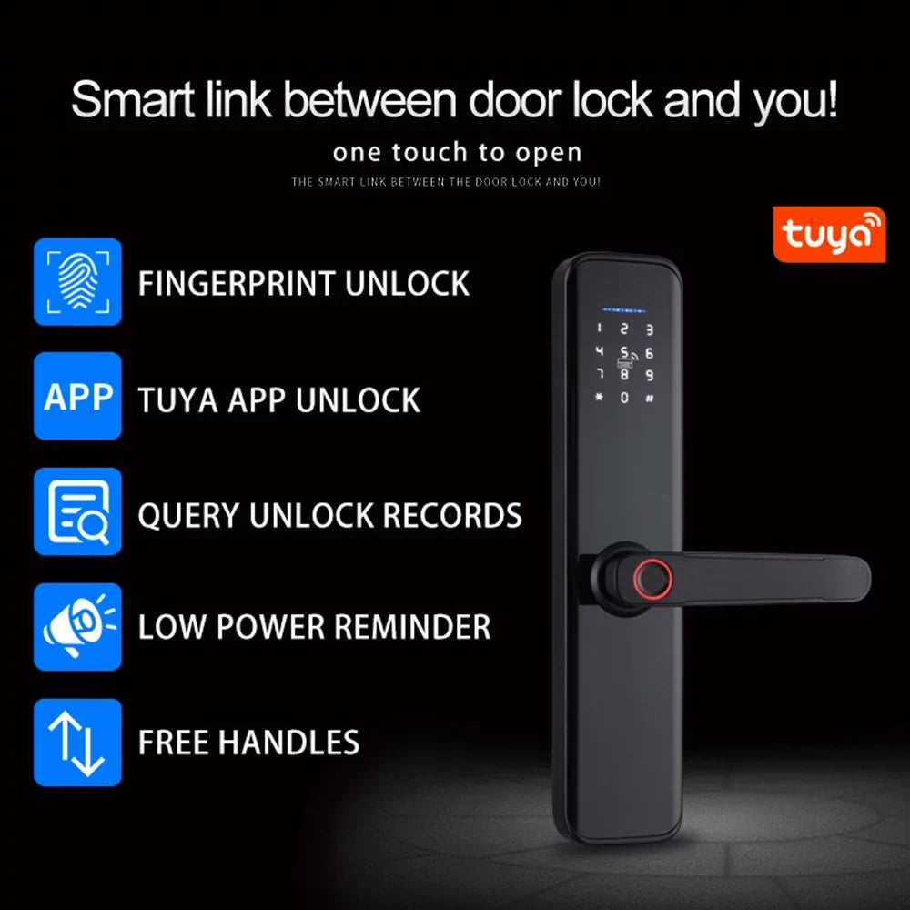 WAFU Tuya Lock,Smart Compatible OWSOO Compatible Compatible APP Key Lock dsfen Deadbolt Door Lock Intelligent Door APP