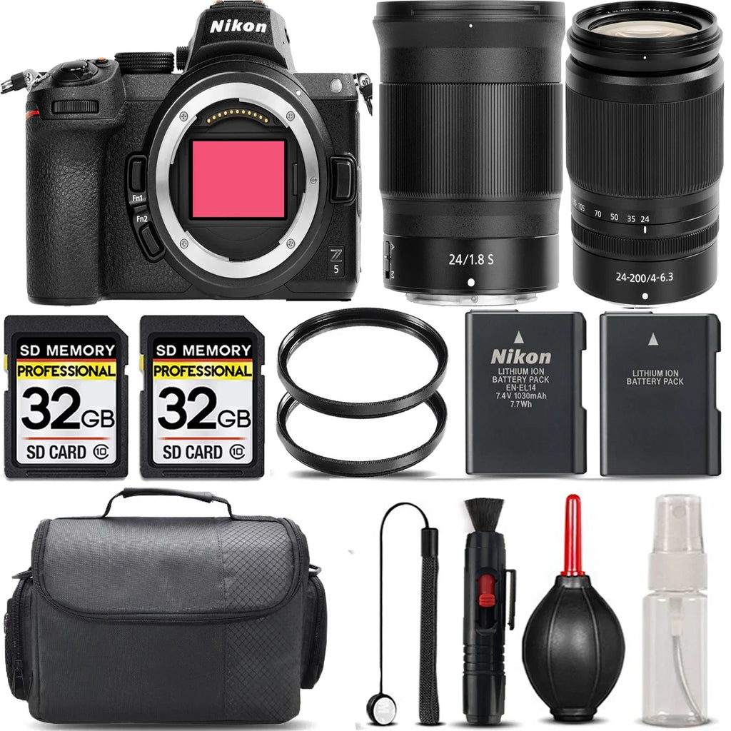 Cleaning Lens Battery + + + 24mm UV with 24-200mm Kit 64GB Version f/1.8 Storage Filter S + Case Backup + Nikon Mirrorless + VR International Lens f/4-6.3 - Z5
